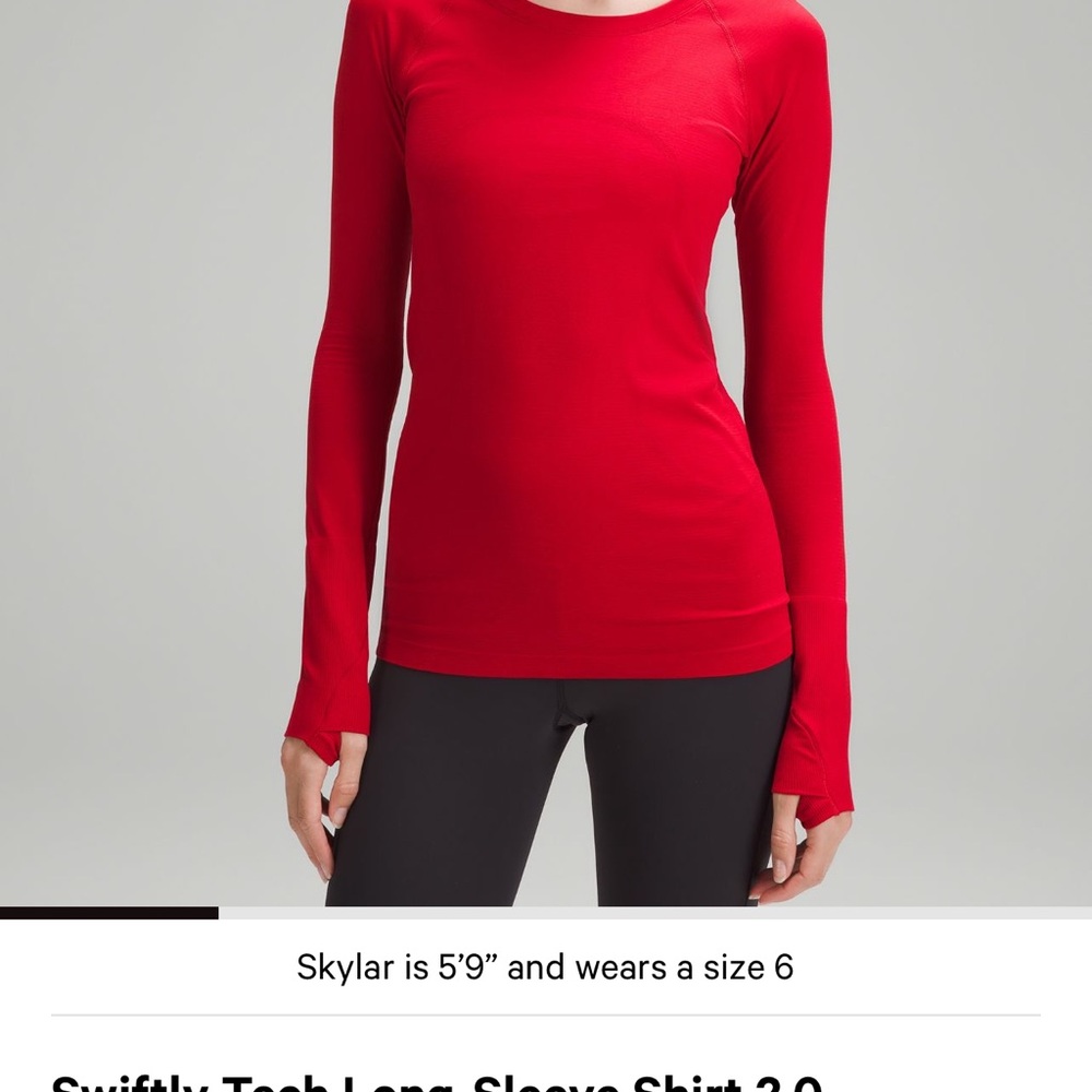 Lululemon swiftly tech shorter race length Vibrant Red long sleeve